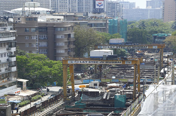 Backfilling work in progress at Churchgate Station